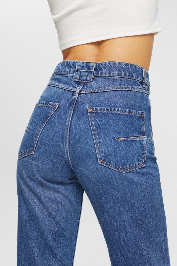 High-Rise-Jeans mit Destroyed-Effekten in Dad Fit, BLUE MEDIUM WASHED, detail image number 4