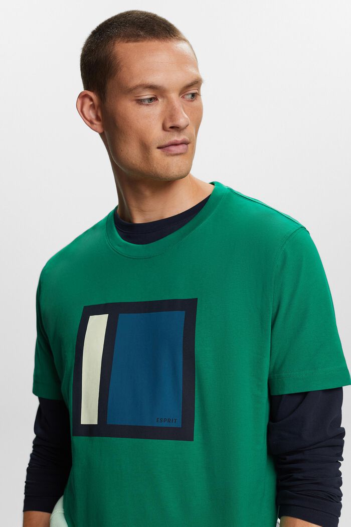Bedrucktes Jersey-T-Shirt, 100 % Baumwolle, DARK GREEN, detail image number 4