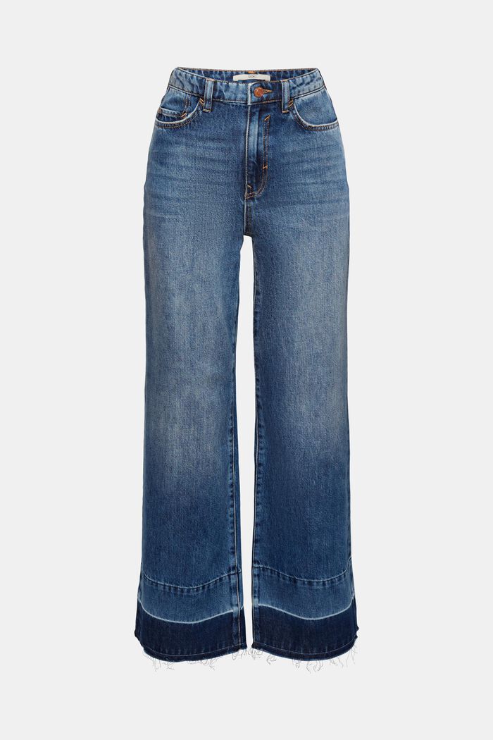 High-Rise-Jeans mit weitem Bein, BLUE DARK WASHED, detail image number 7
