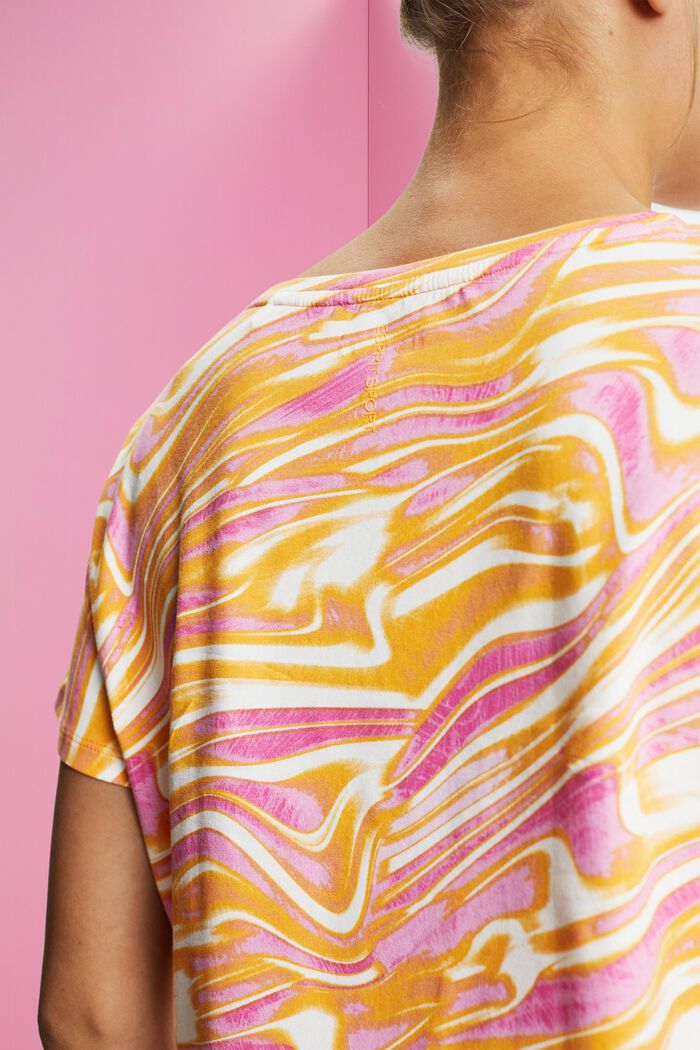 Cropped-T-Shirt mit wellenförmigem Print, PINK, detail image number 2
