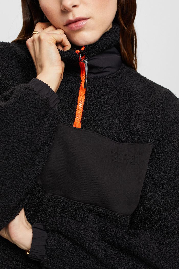 Troyer-Sweatshirt aus Materialmix, BLACK, detail image number 2