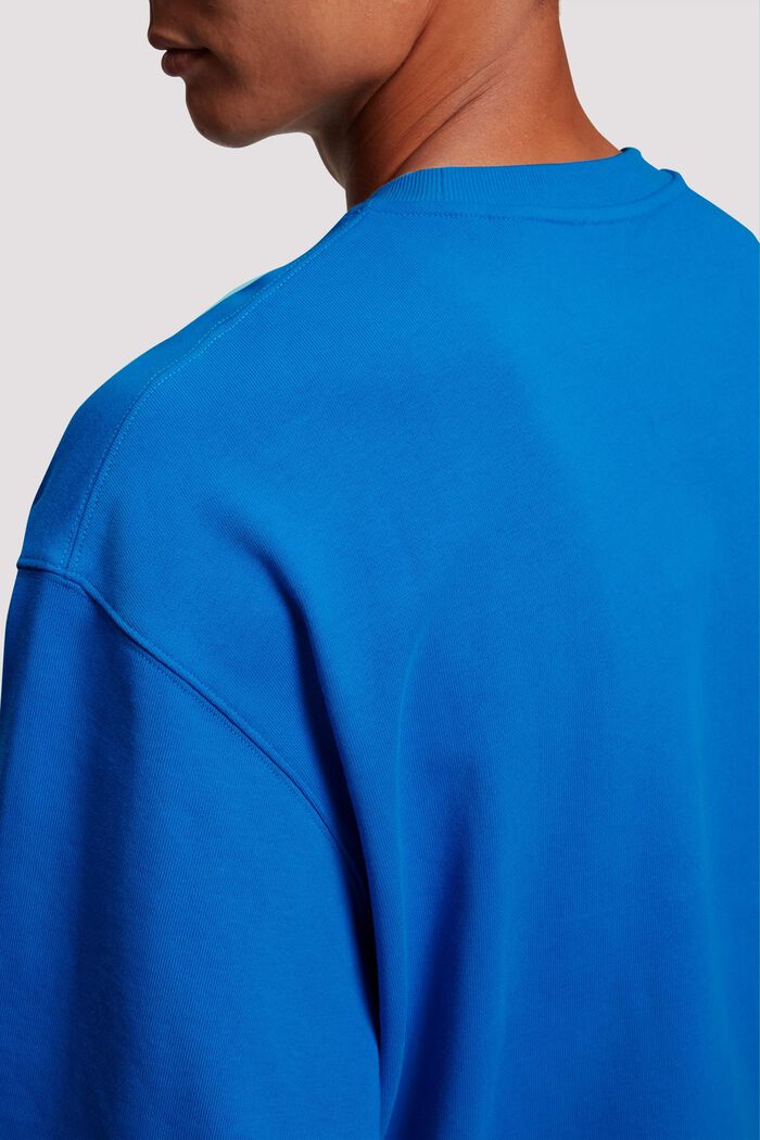 Sweatshirt mit beflocktem Logo-Aufnäher, BRIGHT BLUE, detail image number 3