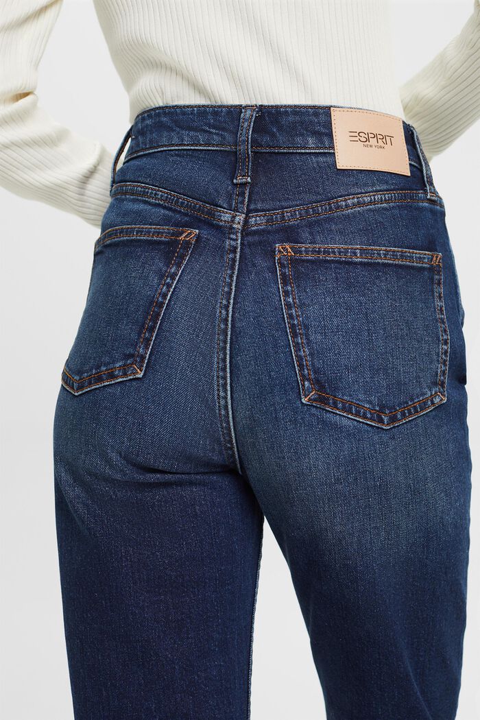 Retro-Jeans mit gerader Passform und hohem Bund, BLUE DARK WASHED, detail image number 3