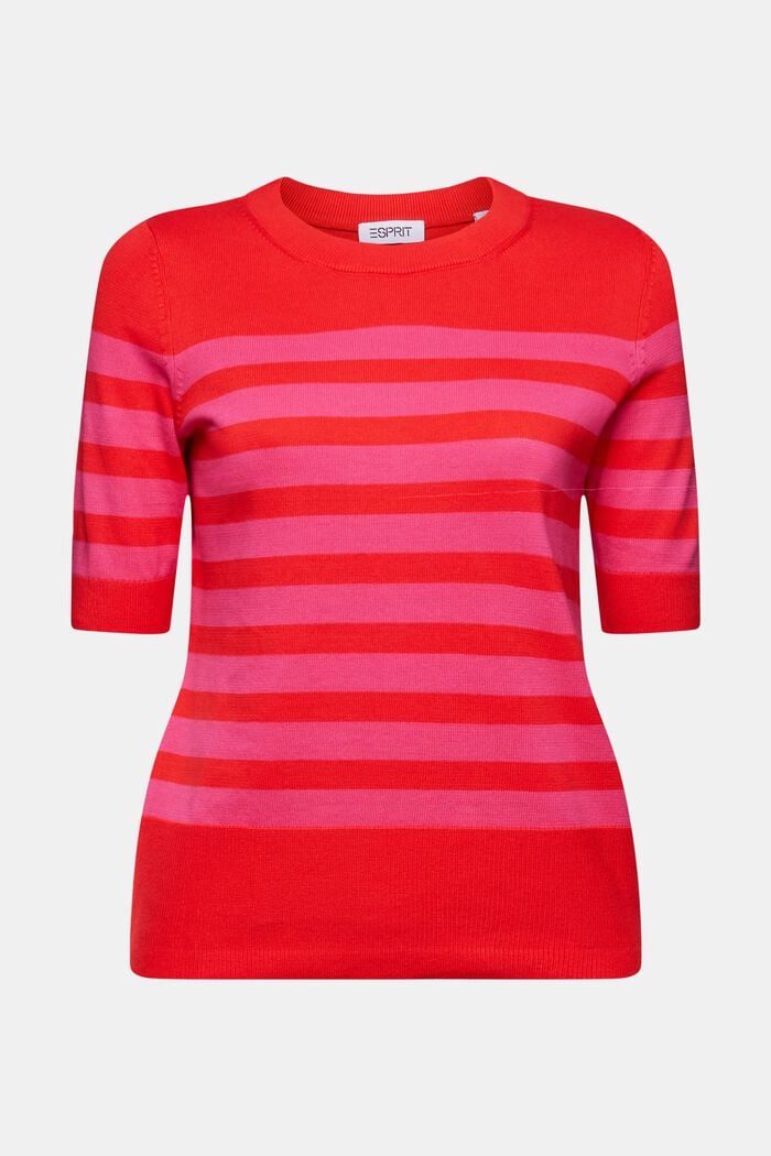 Gestreiftes Sweatshirt mit Rundhalsausschnitt, RED, detail image number 7