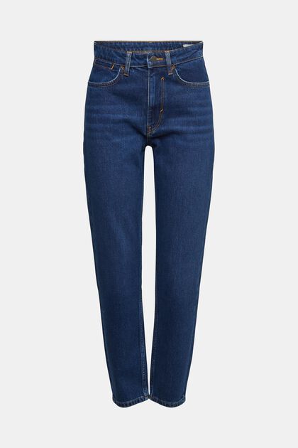 High-Rise-Jeans im Mom Fit, BLUE DARK WASHED, overview