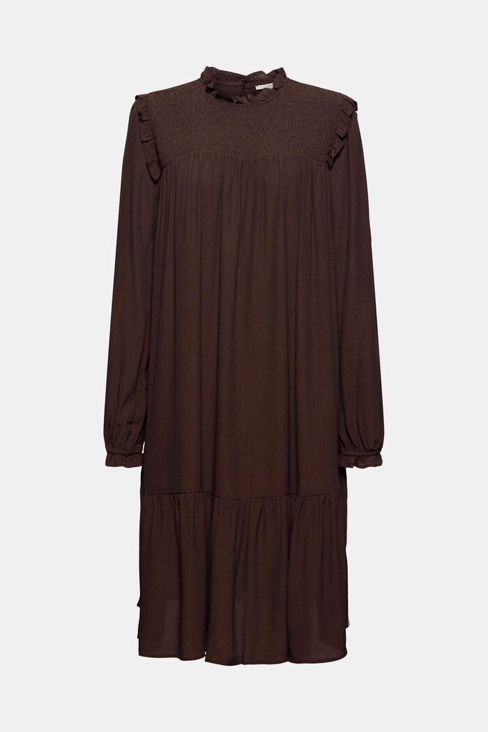 Kleid mit Rüschen, LENZING™ ECOVERO™, BROWN, detail image number 6