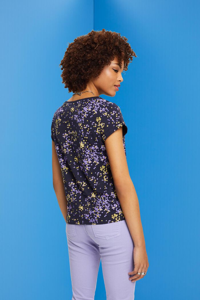Baumwoll-T-Shirt mit floralem Print, NAVY, detail image number 3