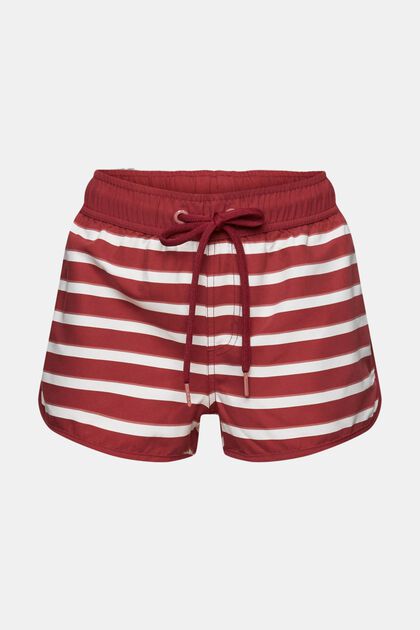 Gestreifte Beach-Shorts, DARK RED, overview
