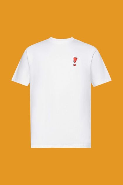 T-Shirt mit Herzmotiv aus nachhaltiger Baumwolle, WHITE, overview