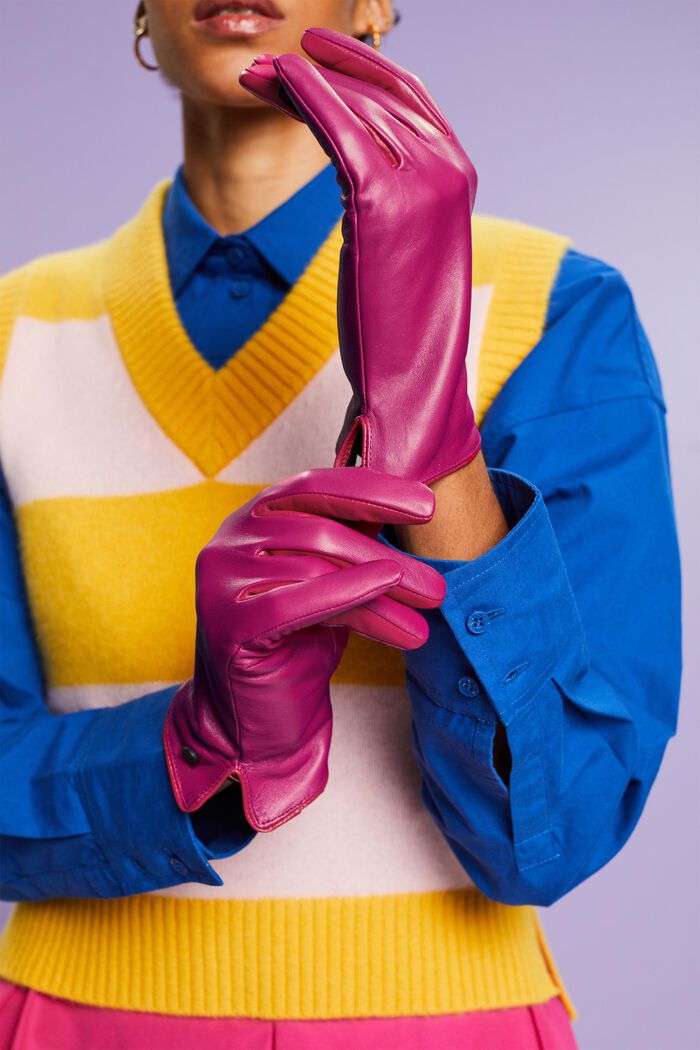 Handschuhe aus Leder, PINK FUCHSIA, detail image number 2