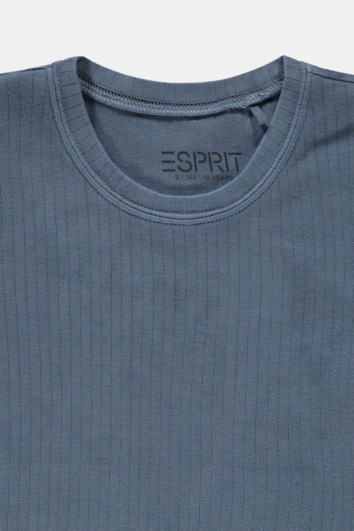 Ripp-Shirt mit Kräuselsaum, 100% Baumwolle, BLUE MEDIUM WASHED, detail image number 2