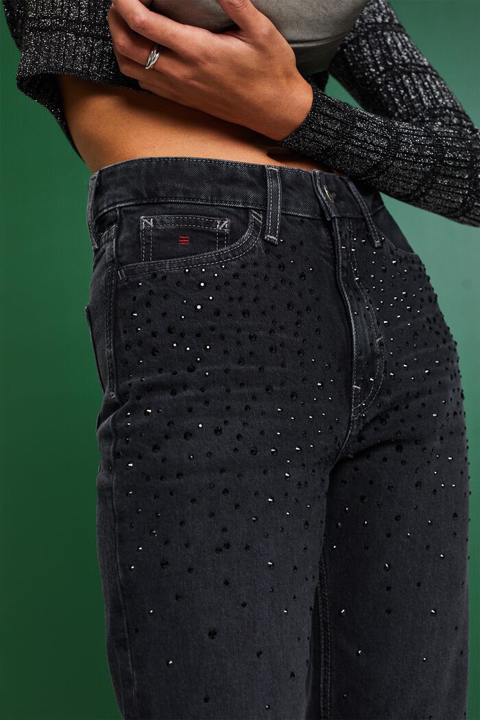Retro-Classic-Jeans mit hohem Bund, BLACK DARK WASHED, detail image number 3