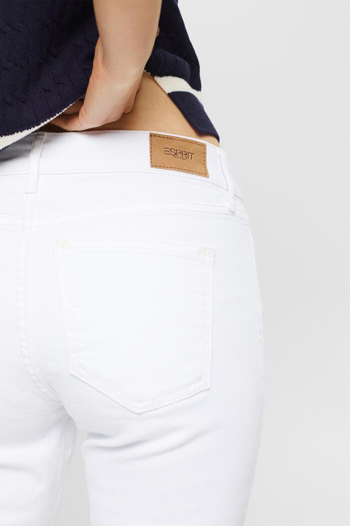 Schmal geschnittene Jeans mit mittelhohem Bund, WHITE, detail image number 3