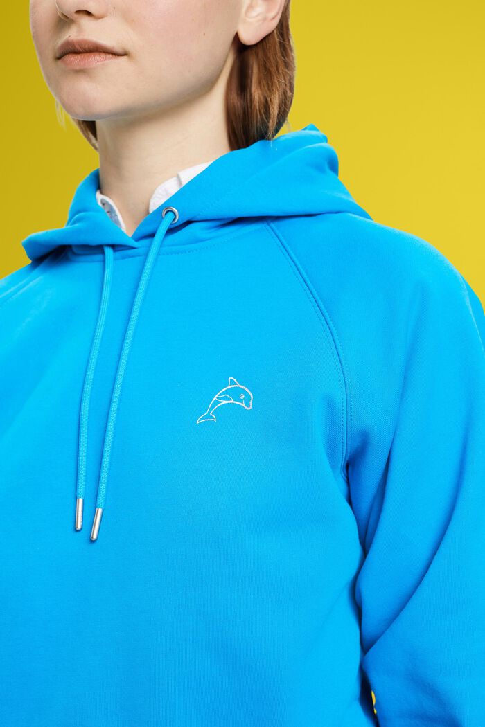 Cropped-Hoodie mit Delfin-Logo, TURQUOISE, detail image number 2