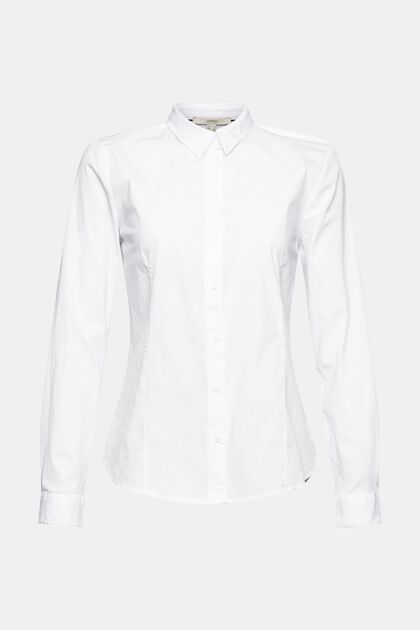 Taillierte Hemdbluse, WHITE, overview