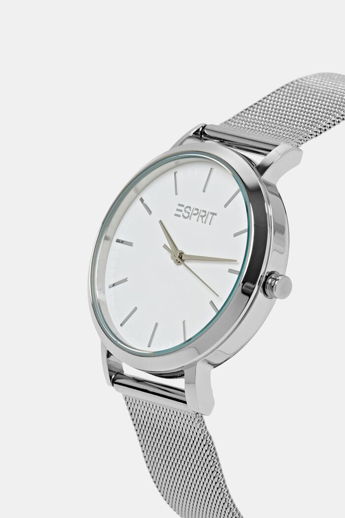 Edelstahl-Uhr mit Mesh-Armband, SILVER, detail image number 1