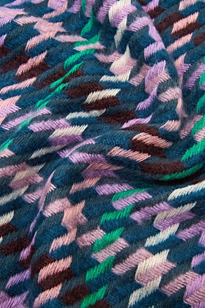 Schal mit mehrfarbigem Hahnentrittmuster, DARK TURQUOISE, detail image number 1
