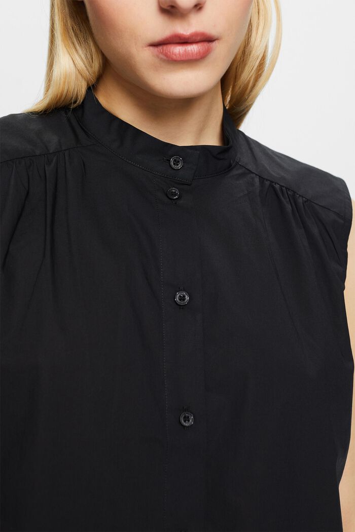 Ärmellose Popeline-Bluse, BLACK, detail image number 3