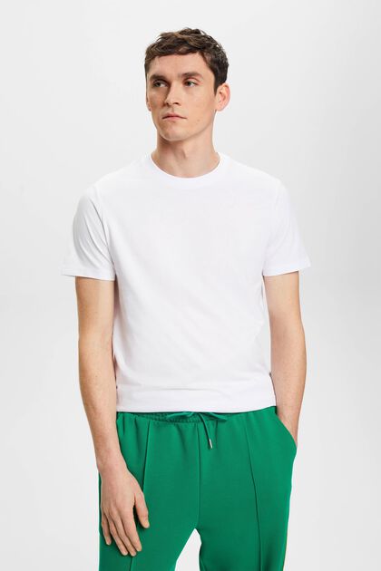 T-Shirt im Slim Fit aus Baumwolle, WHITE, overview