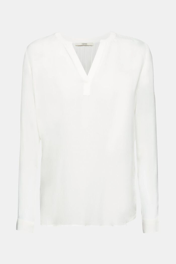 Bluse mit V-Ausschnitt aus LENZING™- und ECOVERO™-Viskose, OFF WHITE, detail image number 6