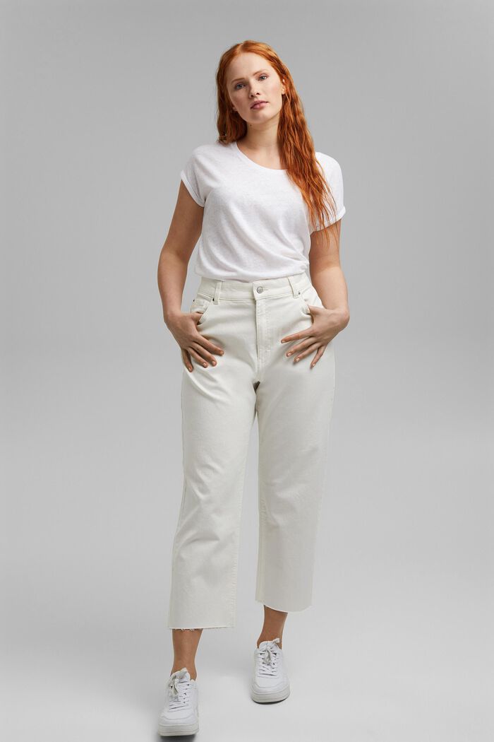 Cropped Jeans mit hohem Bund, Bio-Baumwolle, OFF WHITE, detail image number 1