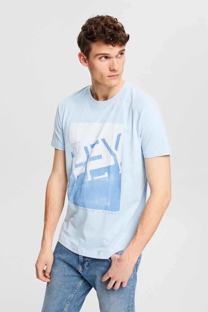 Jersey-T-Shirt mit großem Frontprint, LIGHT BLUE, detail image number 0