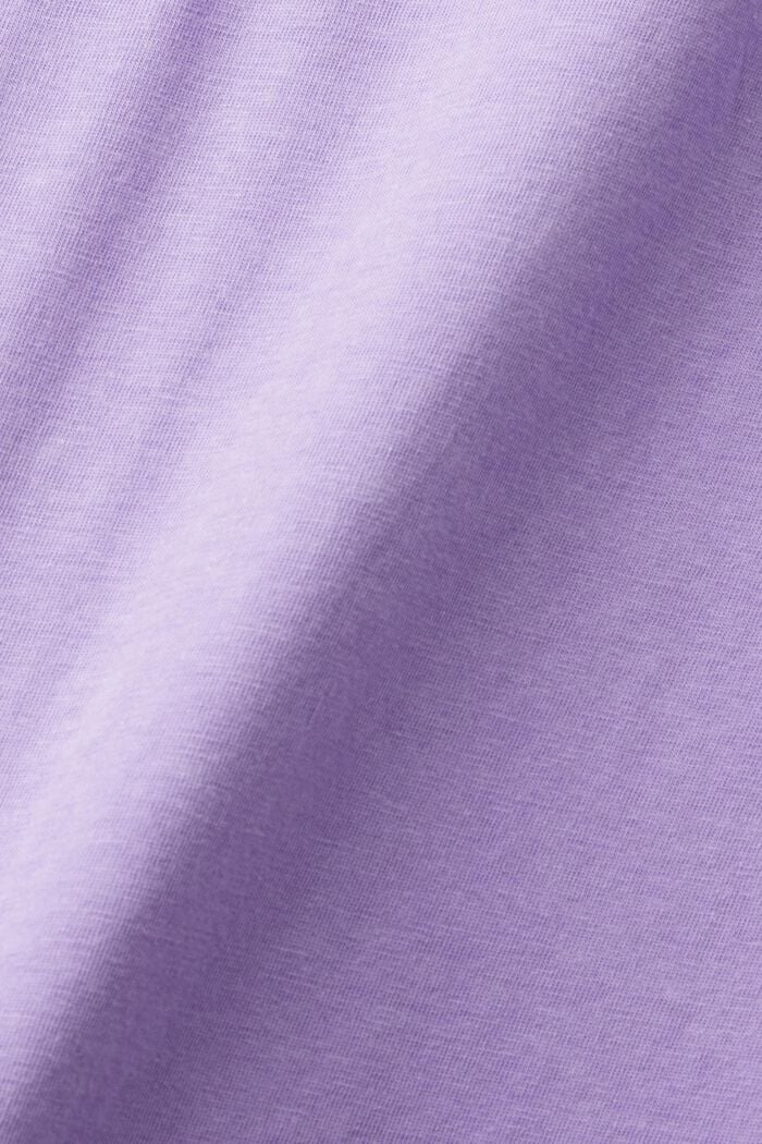 T-Shirt mit V-Ausschnitt aus Baumwolle, PURPLE, detail image number 5
