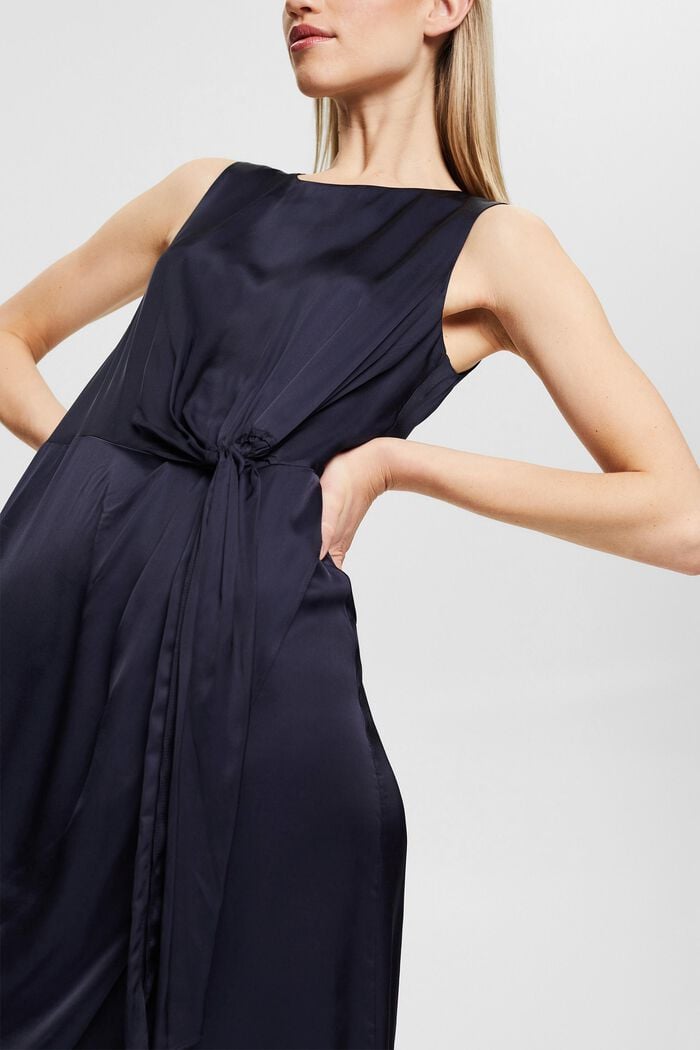 Satin-Kleid aus LENZING™ ECOVERO™, NAVY, detail image number 3