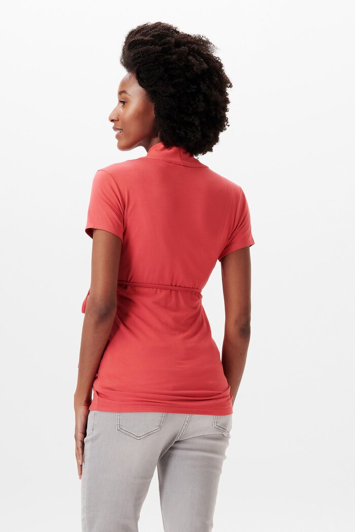 T-Shirt mit V-Ausschnitt, LENZING™ ECOVERO™, RED, detail image number 3