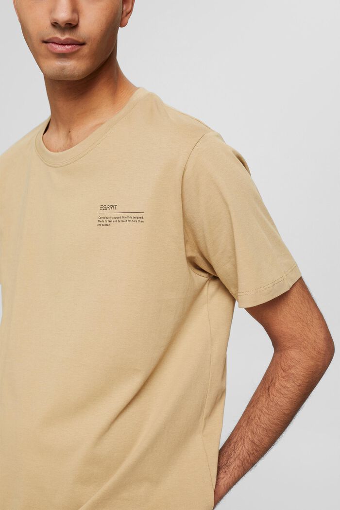 Jersey-T-Shirt mit Print, 100% Bio-Baumwolle, BEIGE, detail image number 1