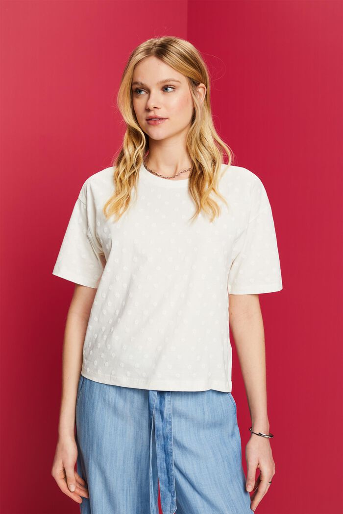 T-Shirt mit tonalem Print, 100 % Baumwolle, OFF WHITE, detail image number 0