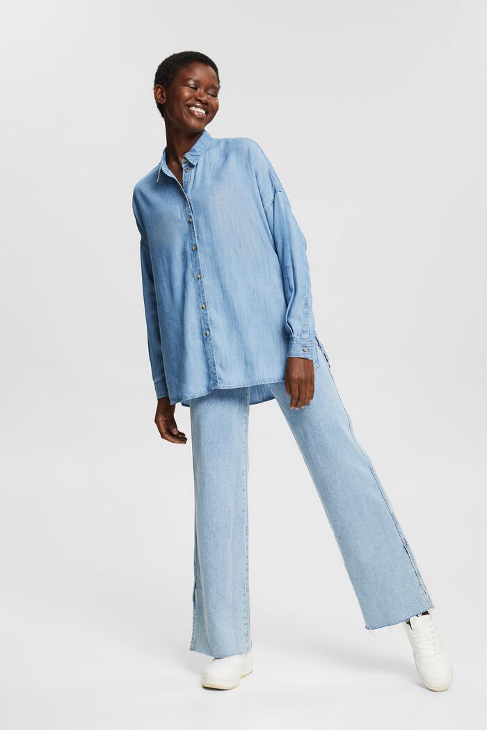 Aus TENCEL™: Oversize-Hemd in Jeansoptik, BLUE MEDIUM WASHED, detail image number 6