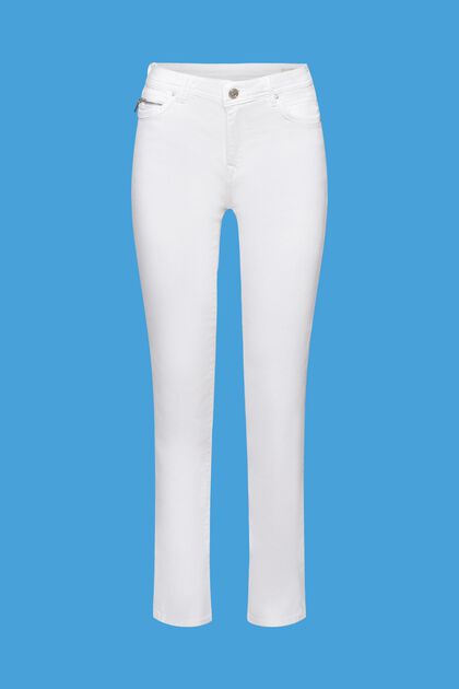 Jeans mit Reißverschlussdetail, WHITE, overview