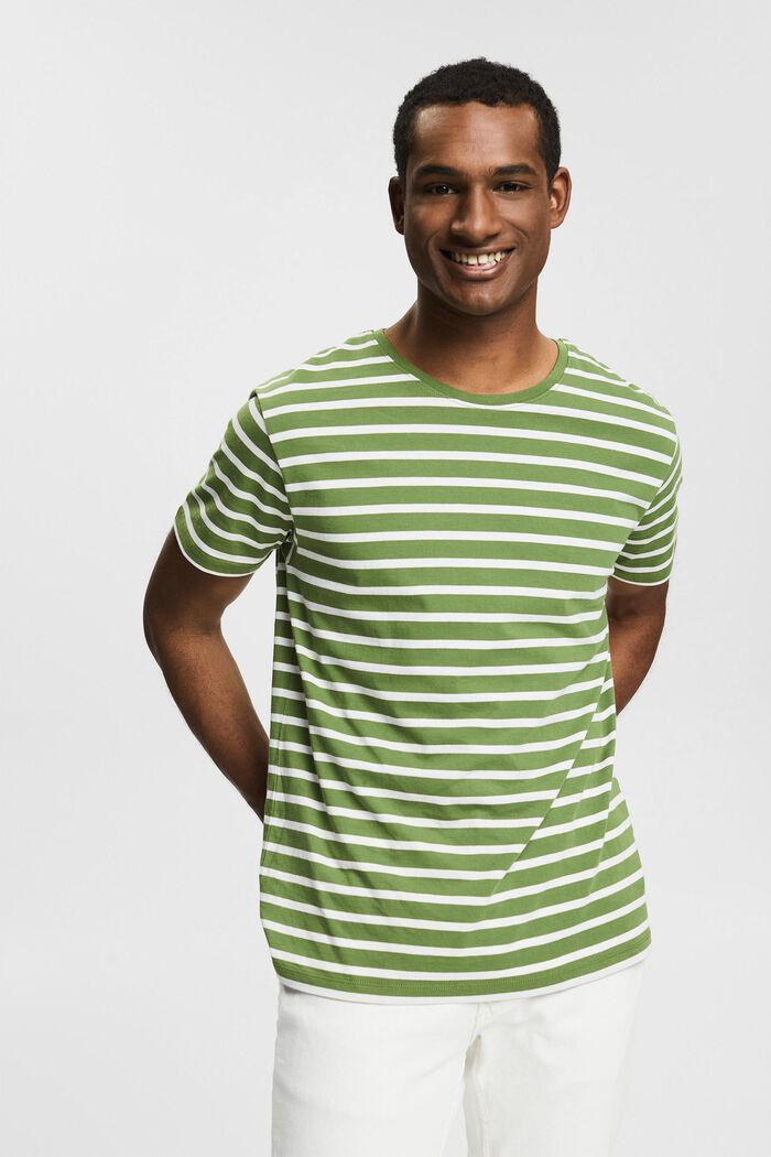 Jersey-T-Shirt mit Streifen, LEAF GREEN, detail image number 0