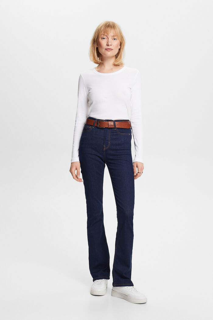 Premium-Bootcut Jeans mit hohem Bund, BLUE RINSE, detail image number 4