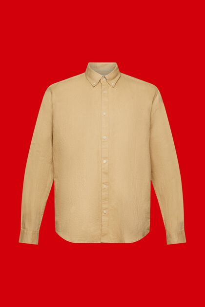 Button-Down-Hemd aus Baumwolle und Leinen