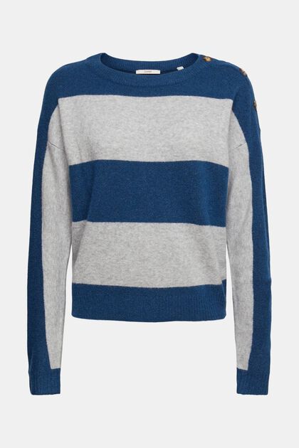 Mit Wolle: Pullover, PETROL BLUE, overview