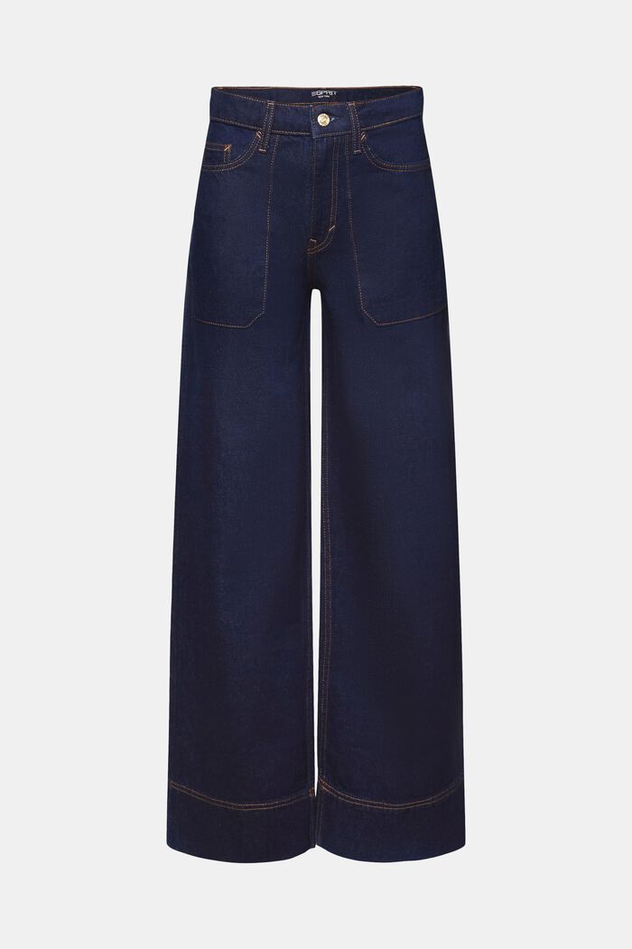 Retro-Jeans mit weitem Bein, 100 % Baumwolle, BLUE RINSE, detail image number 7