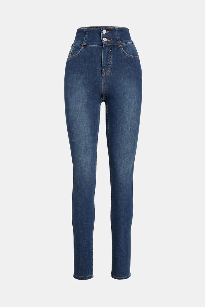 Body Contour: High-Rise-Jeans im Skinny Fit, BLUE MEDIUM WASHED, detail image number 5