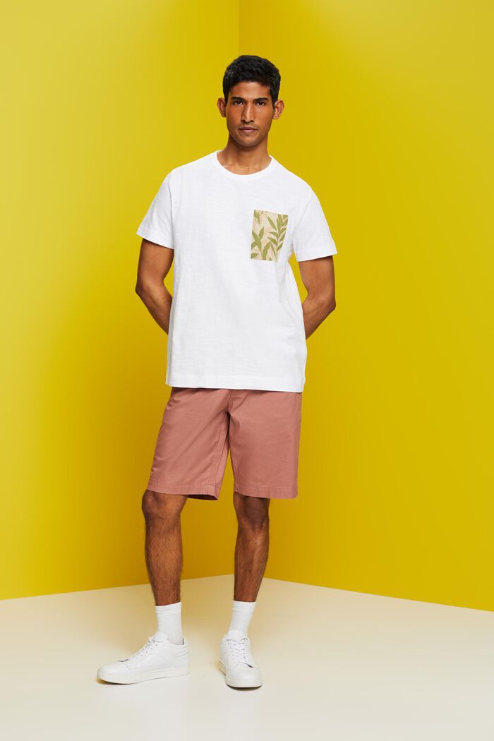 Jersey-T-Shirt mit Brust-Print, 100 % Baumwolle, WHITE, detail image number 4