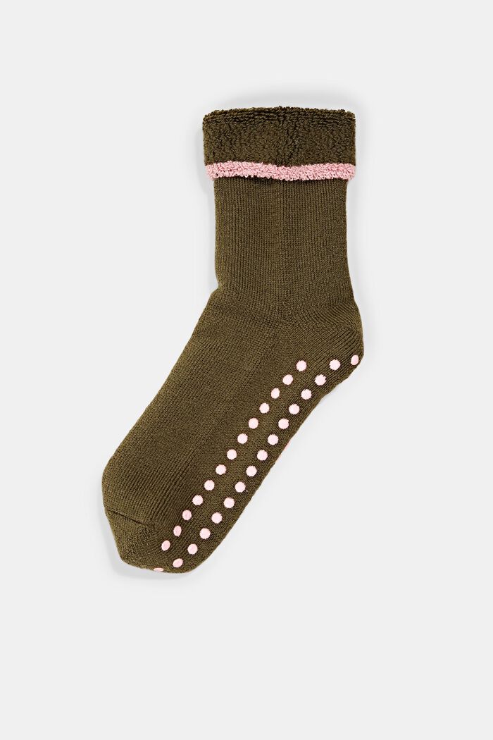 Weiche Stoppersocken, Wollmix, OLIVE, detail image number 0