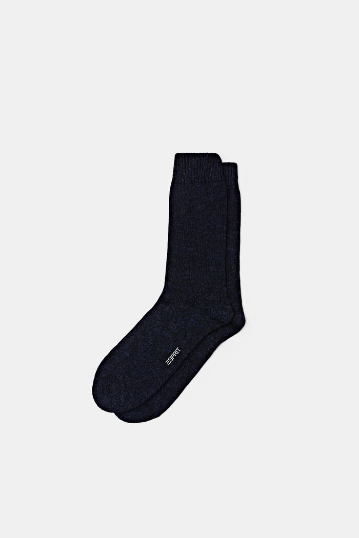 Boot-Socken in Grobstrick mit Wolle, NAVY, detail image number 0