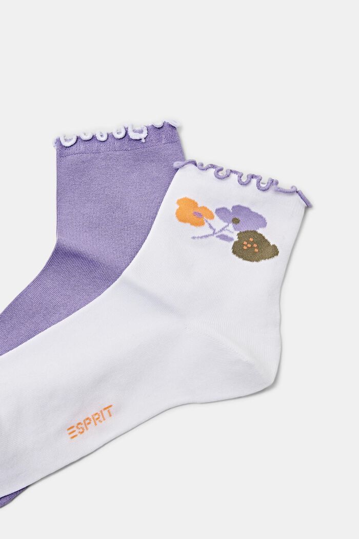 2er-Pack halbhohe Socken mit Rüschen, WHITE/LILAC, detail image number 2