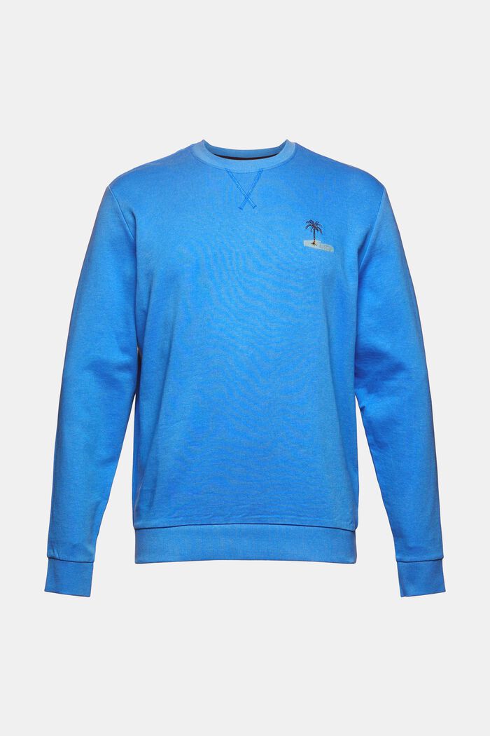 Sweatshirt mit kleiner Motiv-Stickerei, BRIGHT BLUE, overview