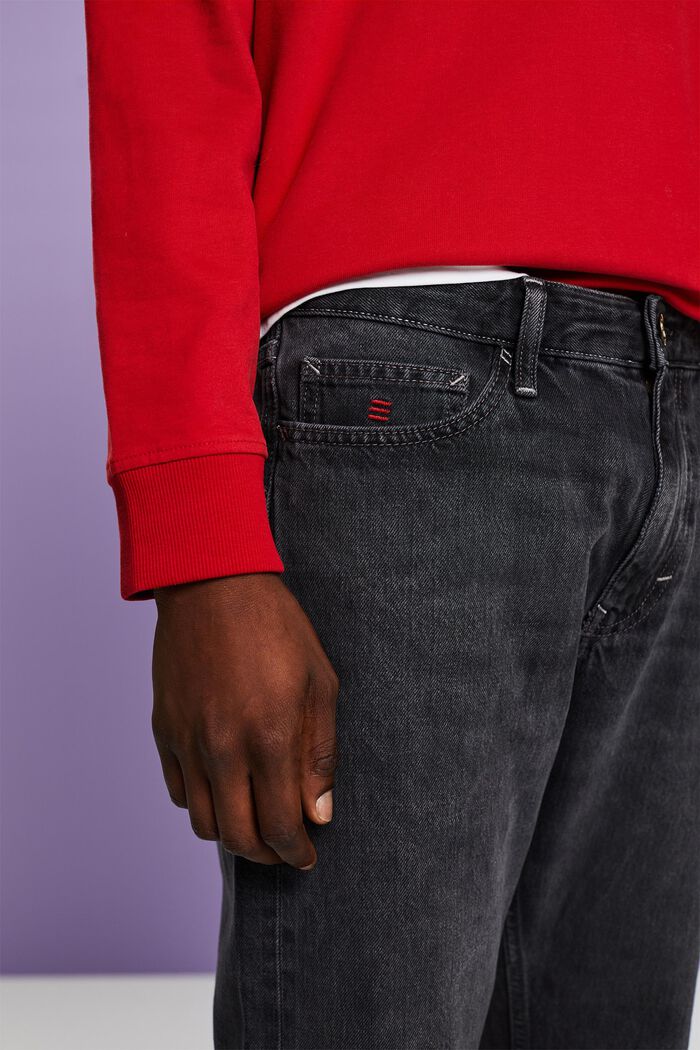 Jeans mit geradem Bein und mittlerer Bundhöhe, GREY DARK WASHED, detail image number 4