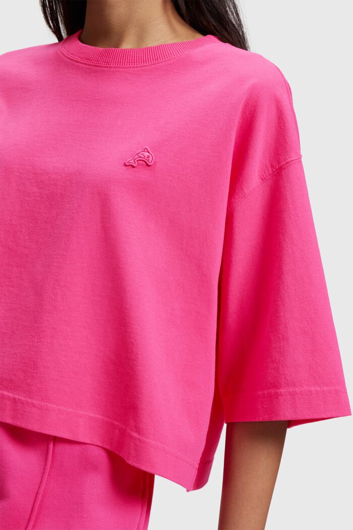 Cropped T-Shirt mit Delfin-Patch, PINK FUCHSIA, detail image number 2