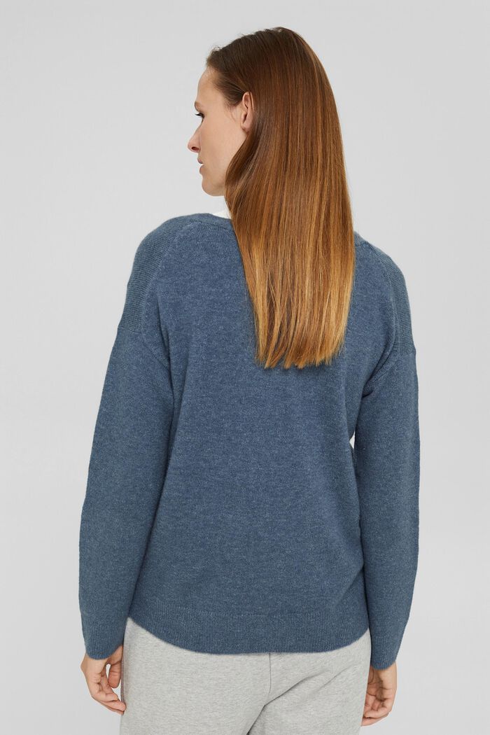 Mit Wolle: V-Neck-Pullover, GREY BLUE, detail image number 3