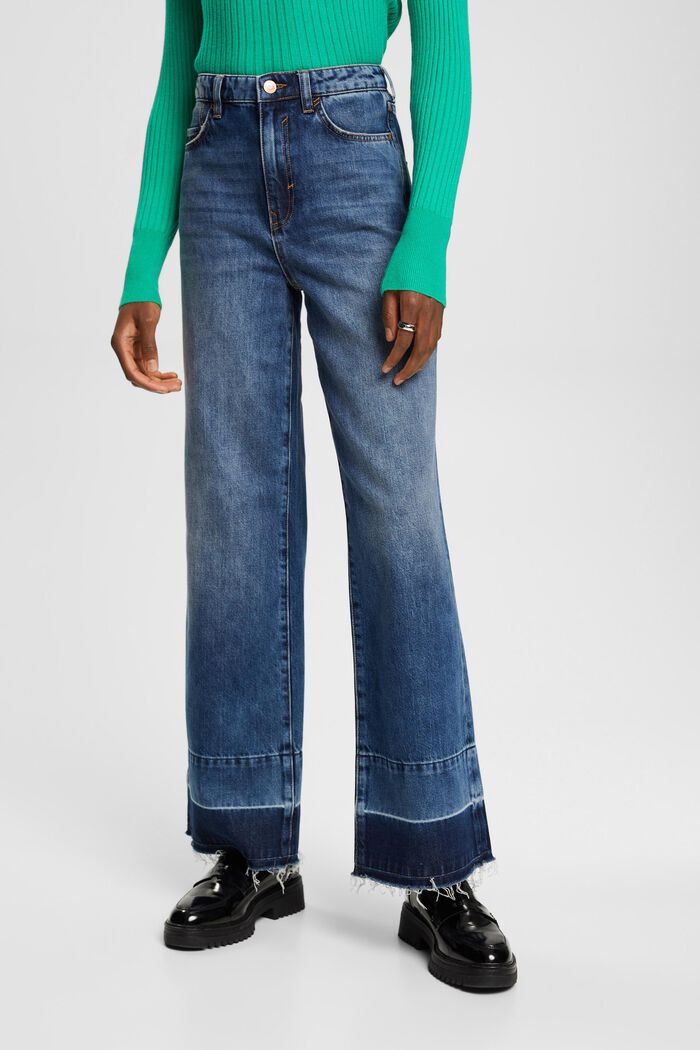 High-Rise-Jeans mit weitem Bein, BLUE DARK WASHED, detail image number 0