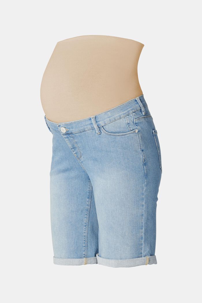 Jeans-Bermuda mit Überbauchbund, BLUE LIGHT WASHED, detail image number 0