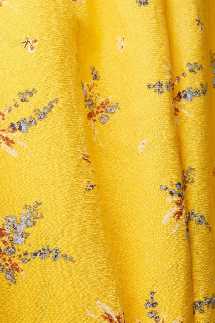 Aus Leinen-Mix: floral gemusterte Bluse, SUNFLOWER YELLOW, detail image number 4